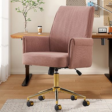 Trikiousd Mid Back Ergonomic Office Chair with Striped Fabric and Metal Base