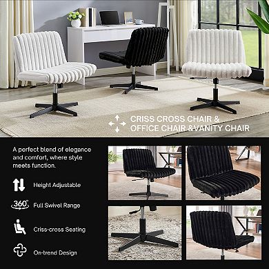 Trikiousd Adjustable Swivel Criss Cross Wide Seat Office Chair