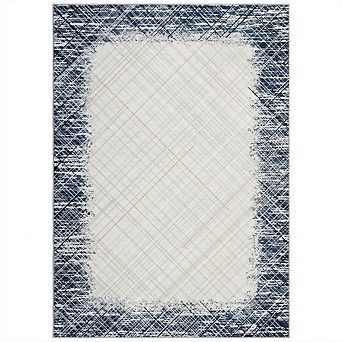 ANIXOL Washable Abstract Illusionary Border Polyester Area Rug