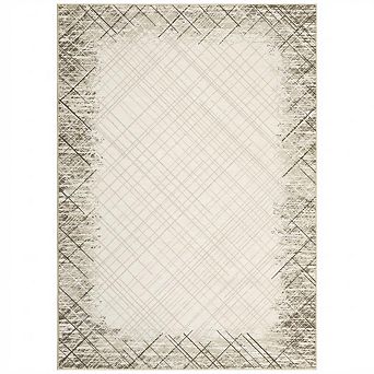ANIXOL Washable Abstract Illusionary Border Polyester Area Rug
