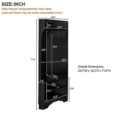 Trikiousd Corner Hall Tree Floor Standing Clothes Rack Shoes Shelf Organizer with Adjustable Shelf