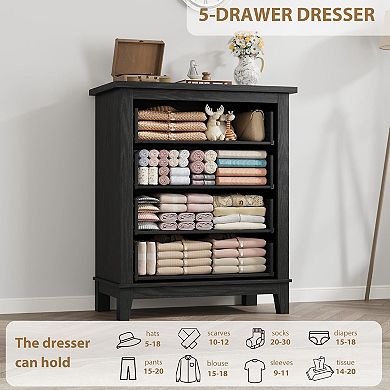 4 Vertical Drawer Dresser with Large Storage for Bedroom, Living Room