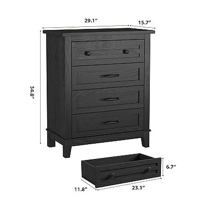 4 Vertical Drawer Dresser with Large Storage for Bedroom, Living Room
