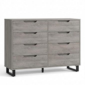 8-Drawer Dresser for Bedroom, Wood Chest of Drawers, Rustic Storage Cabinet for Living Room, Hallway