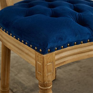 2PC French Style Hand-pulled buckle decoration Velvet artificial leather Dining Chair