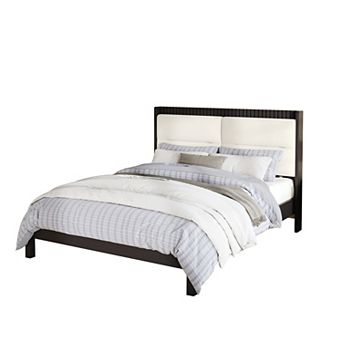 Trikiousd Modern Solid Wood Platform Bed Frame with Beige Velvet Upholstered Headboard