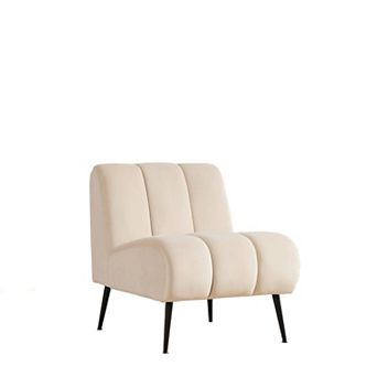 Trikiousd 24.4" Wide Modern Upholstered Armless Chair with Metal Legs, Velvet Accent Chair
