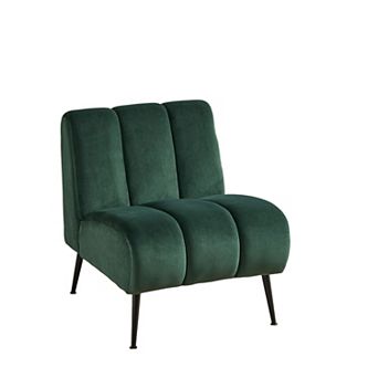 Trikiousd 24.4" Wide Modern Upholstered Armless Chair with Metal Legs, Velvet Accent Chair