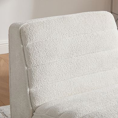 Trikiousd 24.4" Wide Modern Upholstered Armless Chair with Rubber Wood Legs, Chenille Accent Chair