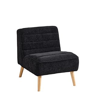 Trikiousd 24.4" Wide Modern Upholstered Armless Chair with Rubber Wood Legs, Chenille Accent Chair