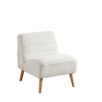 Trikiousd 24.4" Wide Modern Upholstered Armless Chair with Rubber Wood Legs, Chenille Accent Chair