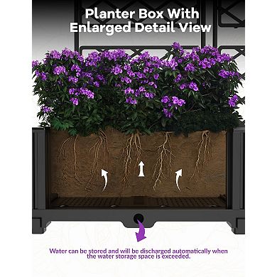 Sturdy Planter Box with Trellis, Freestanding Raised Garden Bed for Vines