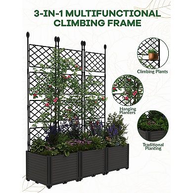 Sturdy Planter Box with Trellis, Freestanding Raised Garden Bed for Vines