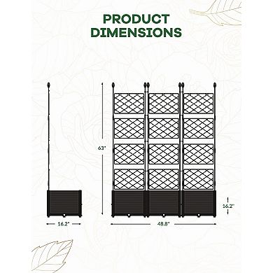 Sturdy Planter Box with Trellis, Freestanding Raised Garden Bed for Vines