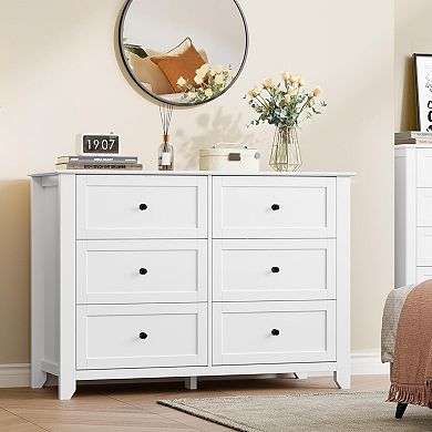 6-Drawer Dresser for Bedroom, Spacious Storage with Drawers, Knobs, Wooden Chest for Entryway
