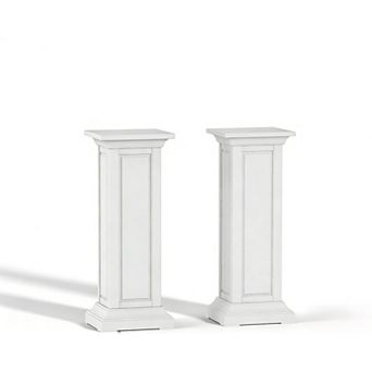 EFU 36 Inch Resin Plant Stand Set of 2, White Outdoor Planter with Water Reservoir