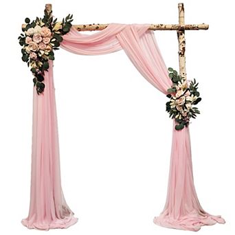 Arch Flowers with Drapes Kit, 2 pc Artificial Flower Arch Decor 1 pc Drapes for Wedding Backdrop