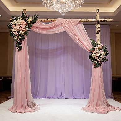 Arch Flowers with Drapes Kit, 2Pcs Artificial Flower Arch Decor 1Pcs Drapes for Wedding Backdrop