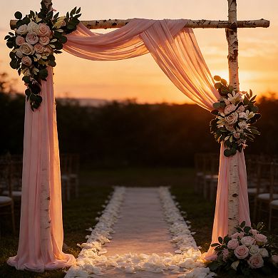 Arch Flowers with Drapes Kit, 2Pcs Artificial Flower Arch Decor 1Pcs Drapes for Wedding Backdrop