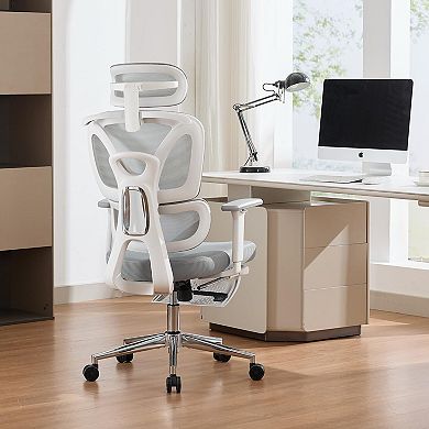 Ergonomic Office Chair with Adjustable Padded Headrest, Comfortable Lumbar Support