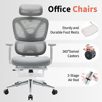 Ergonomic Office Chair with Adjustable Padded Headrest, Comfortable Lumbar Support