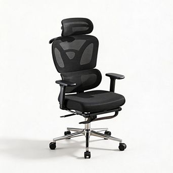 Ergonomic Office Chair with Adjustable Padded Headrest, Comfortable Lumbar Support