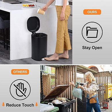 Bathroom Step Trash Can 30-Liter Square Foot Pedal Garbage Can with Soft - Waterproof