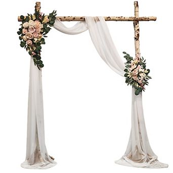 Arch Flowers with Drapes Kit, 2 pc Artificial Flower Arch Decor 1 pc Drapes for Wedding Backdrop