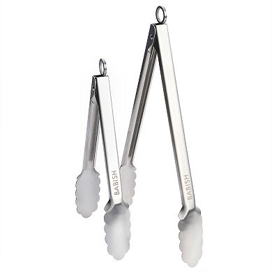 Babish 12 inch and 9 inch Locking Kitchen Tong Set Stainless Steel