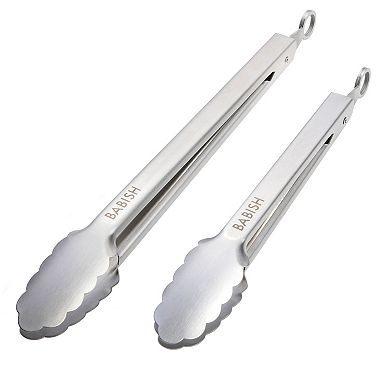 Babish 12 inch and 9 inch Locking Kitchen Tong Set Stainless Steel