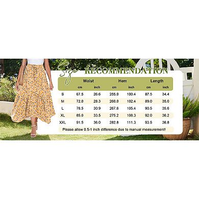 Zeagoo Women's High Waisted Tiered Boho Midi Long Skirt with Pockets Beach Outfits