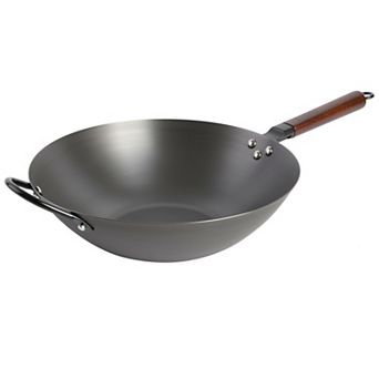 Babish 14 Inch Carbon Steel Flat Bottom Wok
