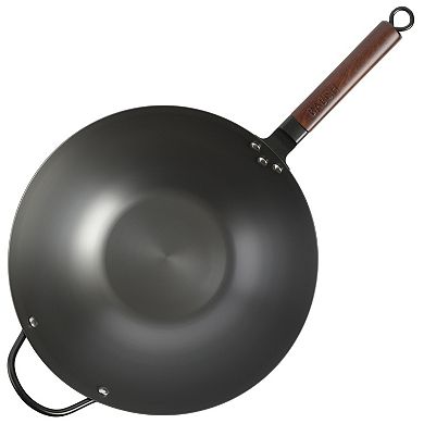Babish 14 Inch Carbon Steel Flat Bottom Wok