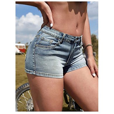 Women High Stretch Hign Rise Y2K Mini Denim Shorts