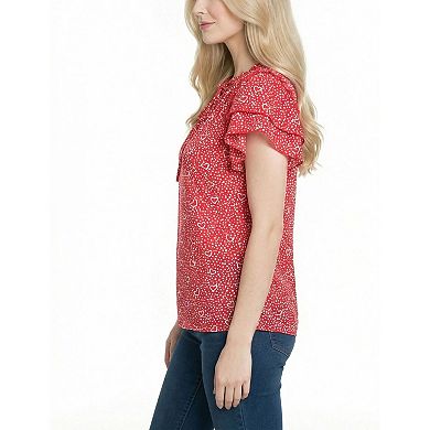 Double Flutter Sleeve Blouse