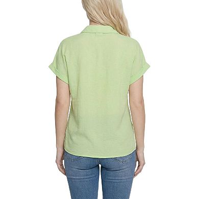 Short Sleeve Roll Cuff Blouse