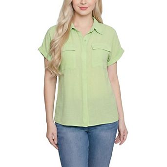 Short Sleeve Roll Cuff Blouse