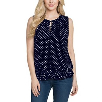 Petite Sleeveless Ruffle Flounced Blouse