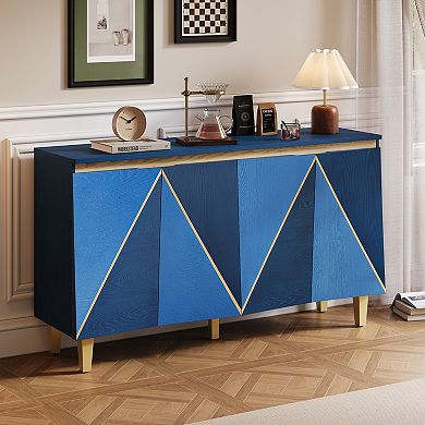 KWPZQEB Retro 4 Dimensional Effect Doors Buffet Cabinet with Adjustable Shelves for Dining Room