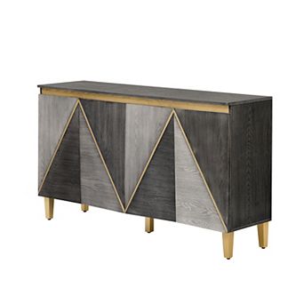 KWPZQEB Retro 4 Dimensional Effect Doors Buffet Cabinet with Adjustable Shelves for Dining Room