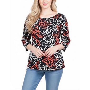 3/4 Sleeve Round Neck Top