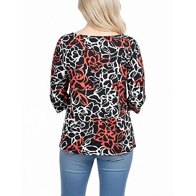 3/4 Sleeve Round Neck Top