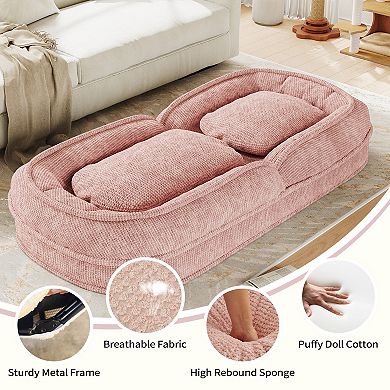 68" Human Dog Bed with Adjustable Frame, Giant Pet Bed for Adults & Large Dogs, Pink