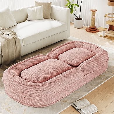 68" Human Dog Bed with Adjustable Frame, Giant Pet Bed for Adults & Large Dogs, Pink