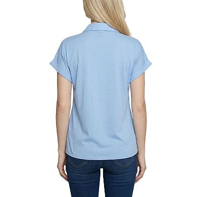 Petite Short Sleeve Roll Cuff Blouse