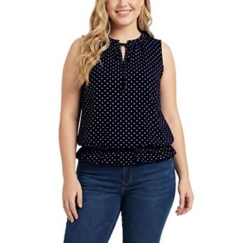 Plus Size Sleeveless Ruffle Flounced Blouse