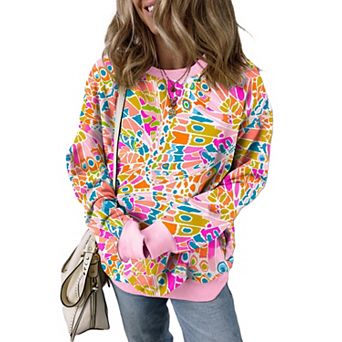 Abstract Printed Drop Shoulder Loose Sweatshirt