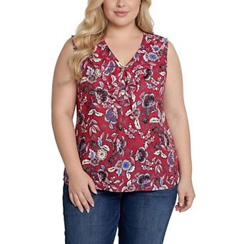 Plus Size Sleeveless Knit V Neck Top