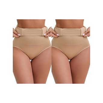 2 Packs Women's High-Waisted Hip Lifting Briefs Postpartum Tummy Control Breathable Control Panties