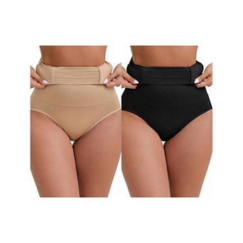 2 Packs Women's High-Waisted Hip Lifting Briefs Postpartum Tummy Control Breathable Control Panties